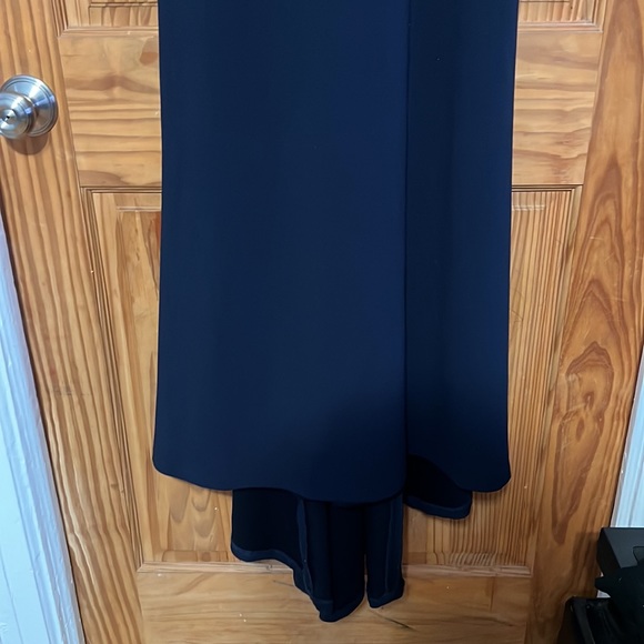 Calvin Klein Navy Sequined Puff-Sleeve Gown - Picture 7 of 14